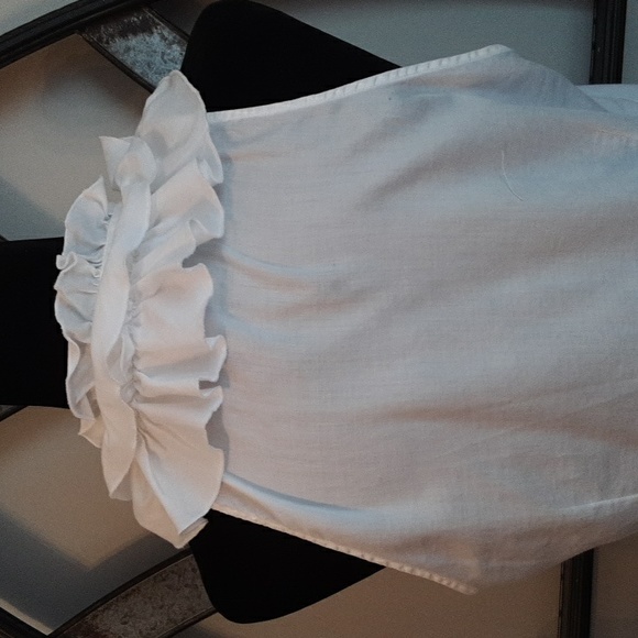 SUNNY LEIGH Light Cotton Sleeveless Ruffled Collar Fitted Blouse - Picture 8 of 12